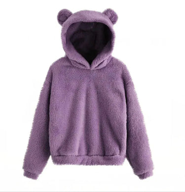 Teddy Bear Ear Women's Hoodie Cute Lightweight Warm Long Sleeve Fleece Kawaii Harajuku Cosplay Girl Furry from NSE Imports #2.